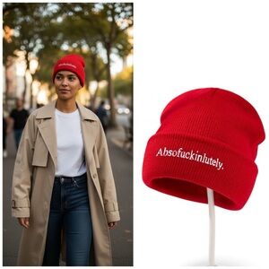 •Absof*ckinlutely• Knit Statement Beanie – Red Hot & Unapologetic